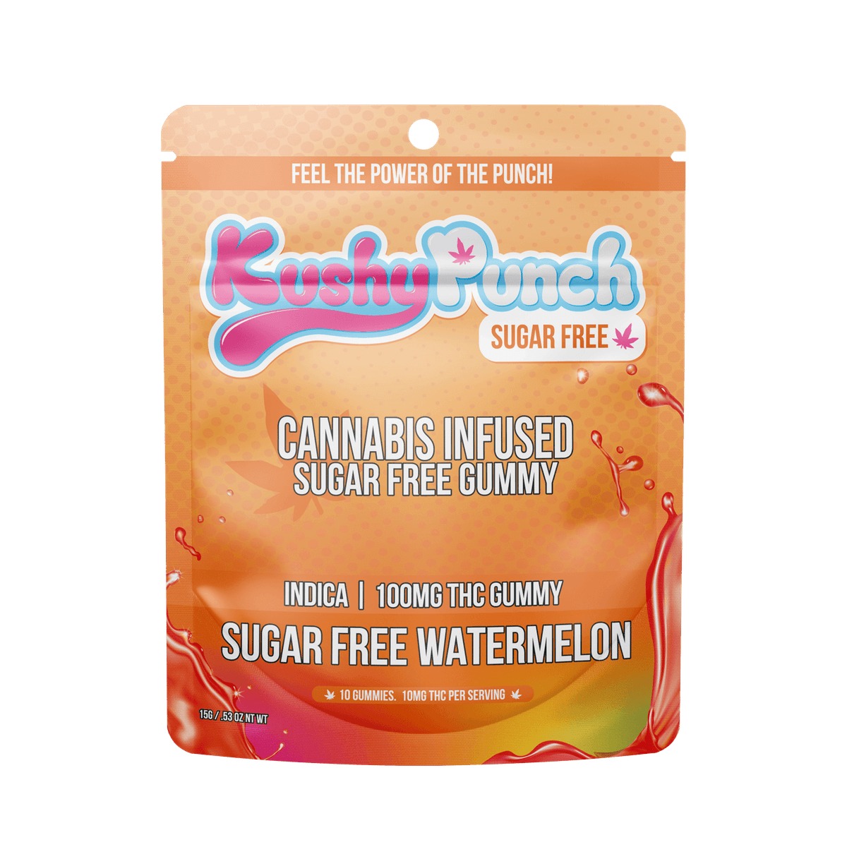 Kushy Punch Watermelon Sugar Free Single Edible - 1 Pieces 100 mg Edibles cannabis