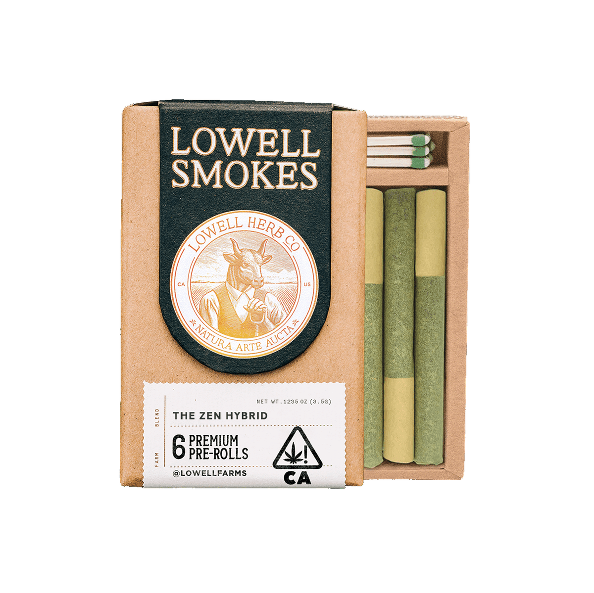Lowell Herb Co. Zen Hybrid Smokes/ Lowell Farms Infused Prerolls - 6 Pack 3.5 Grams Pre-Rolls cannabis