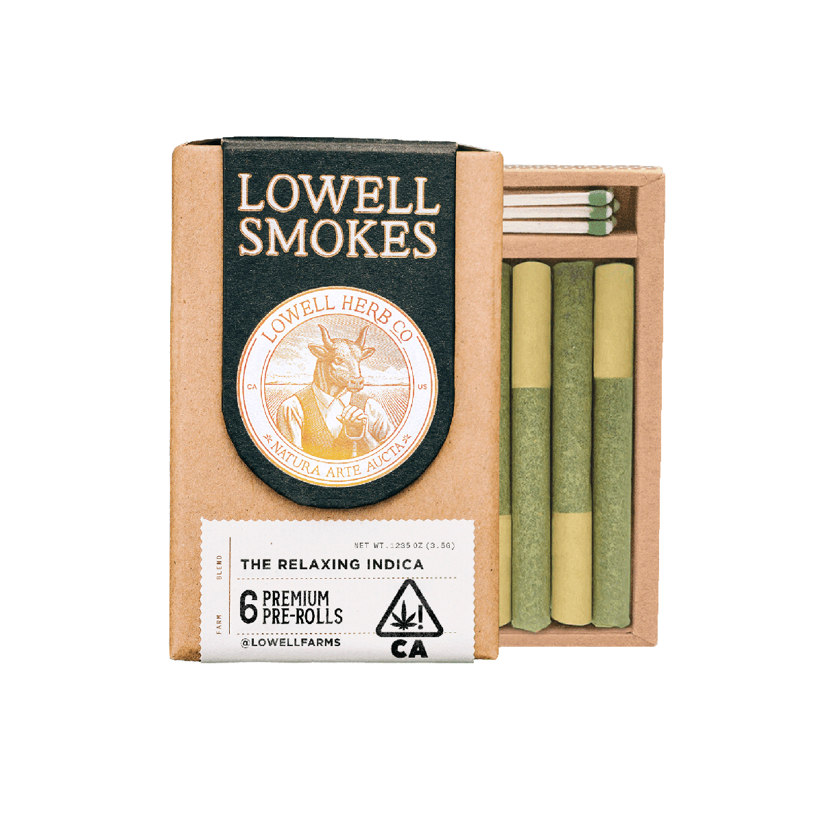 Lowell Herb Co. Relaxing Indica Smokes/ Lowell Farms Infused Prerolls - 6 Pack 3.5 Grams Pre-Rolls cannabis