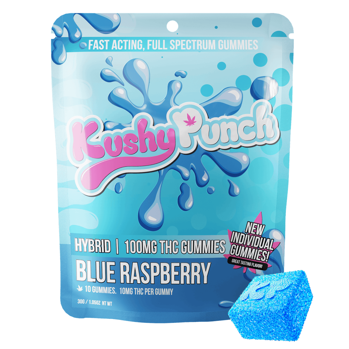 Blue Raspberry Edibles by Kushy Punch, $14.00