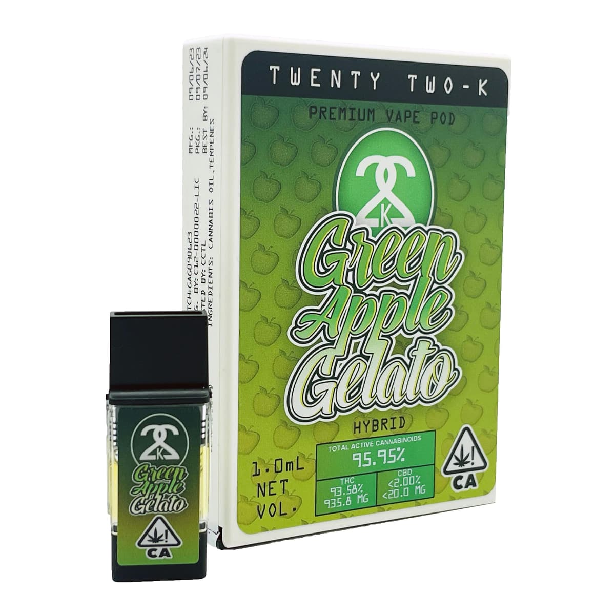 22K Green Apple Gelato Vapes - 1 Gram Vape Carts cannabis