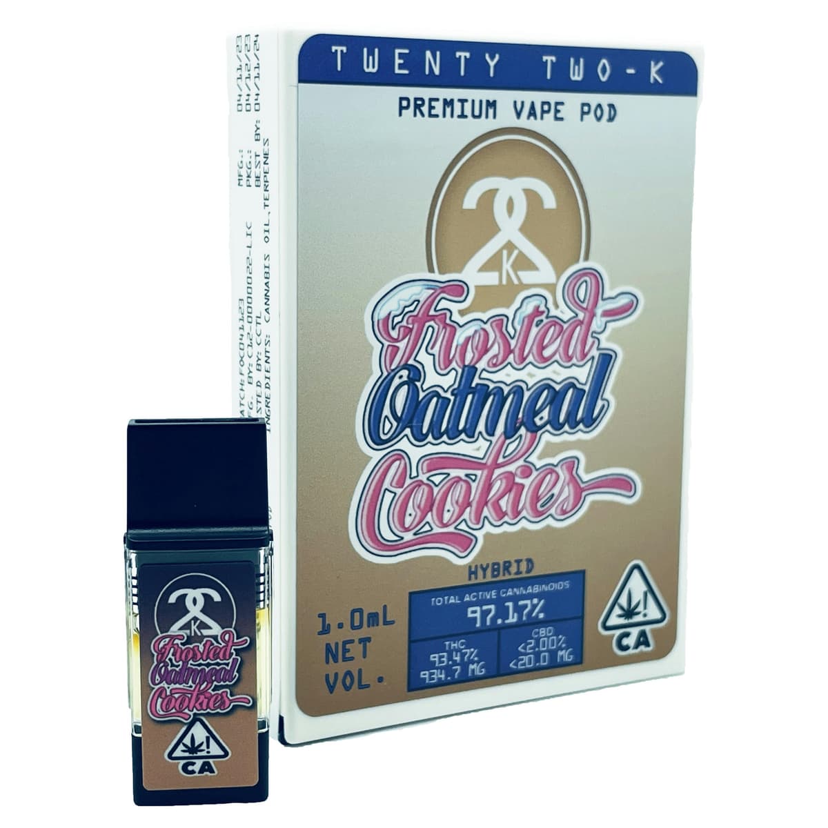 22K Frosted Oatmeal Cookies Cartridge - 1 Gram Vapes (Cartridges) cannabis