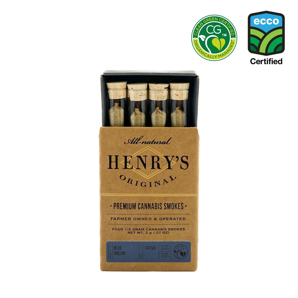 Henry's Original Blue Dream Prerolls - 4 Pack 2 Grams Pre-Rolls cannabis