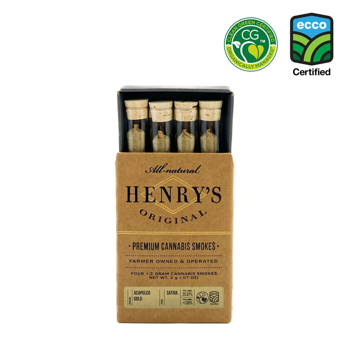 Henry's Original Acapulco Gold Prerolls - 4 Pack 2 Grams Pre-Rolls cannabis