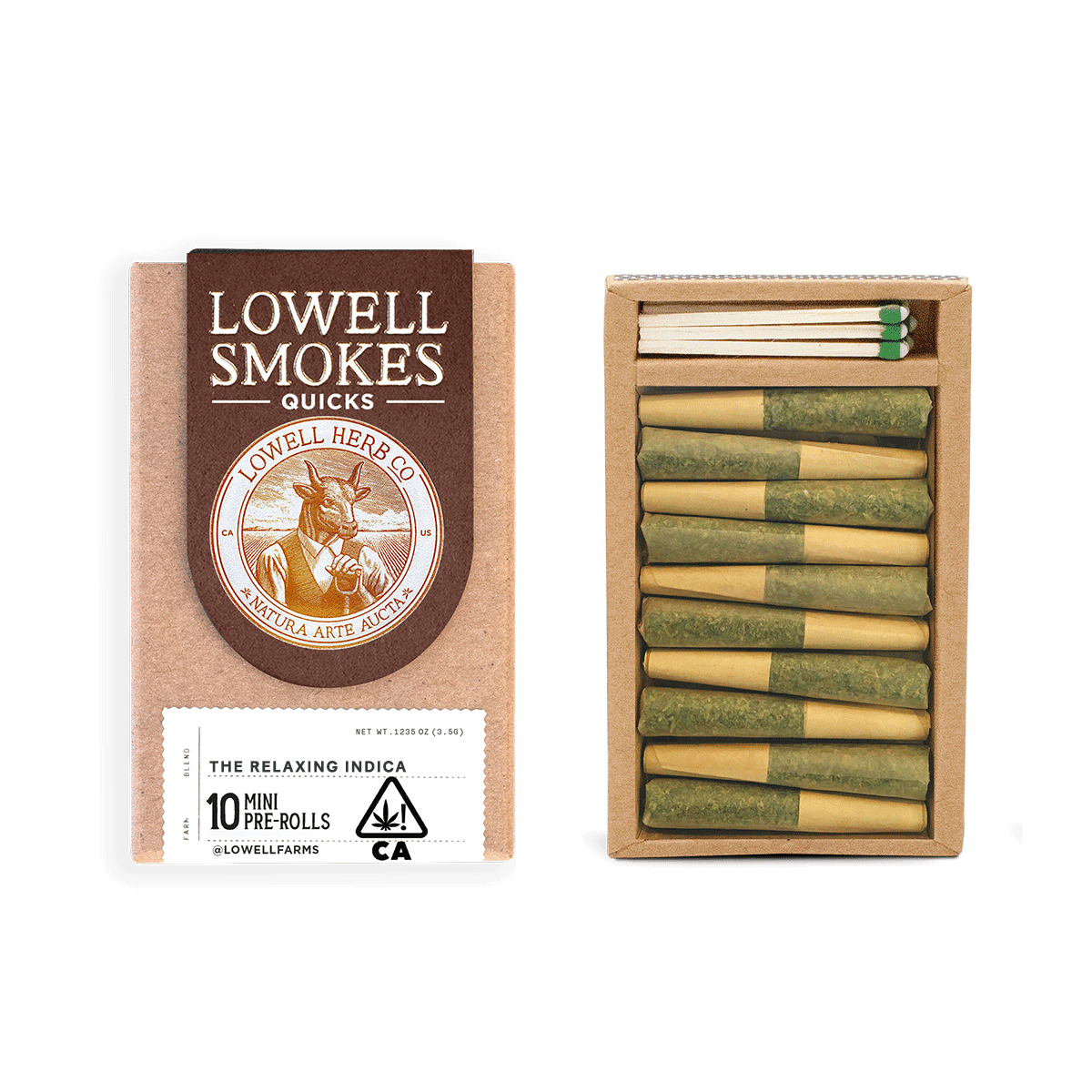 Lowell Herb Co. Relaxing Indica Quicks/ Lowell Infused Prerolls - 10 Pack 3.5 Grams Pre-Rolls cannabis