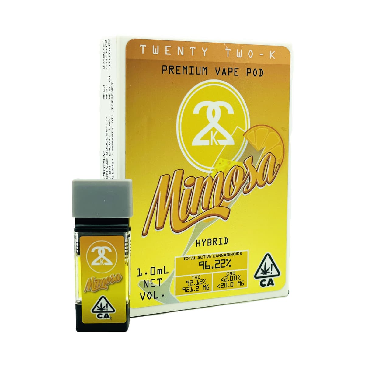 22K Mimosa Vapes - 1 Gram Vape Carts cannabis
