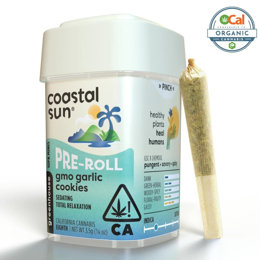 Coastal Sun Greenhouse GMO Garlic Cookies Coastal Sun Prerolls - 10 Pack 3.5 Grams Pre-Rolls cannabis