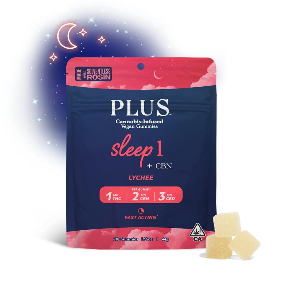 Lychee Sleep 1:2:3 Gummies [Solventless Rosin] Edibles by Plus, $22.00