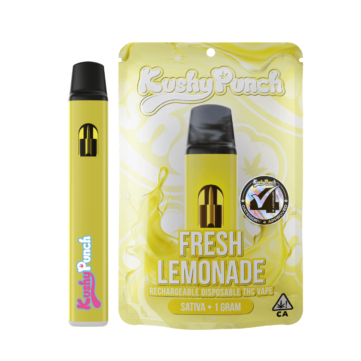 Kushy Punch Fresh Lemonade AIO Vape - 1 Gram Vape Carts cannabis
