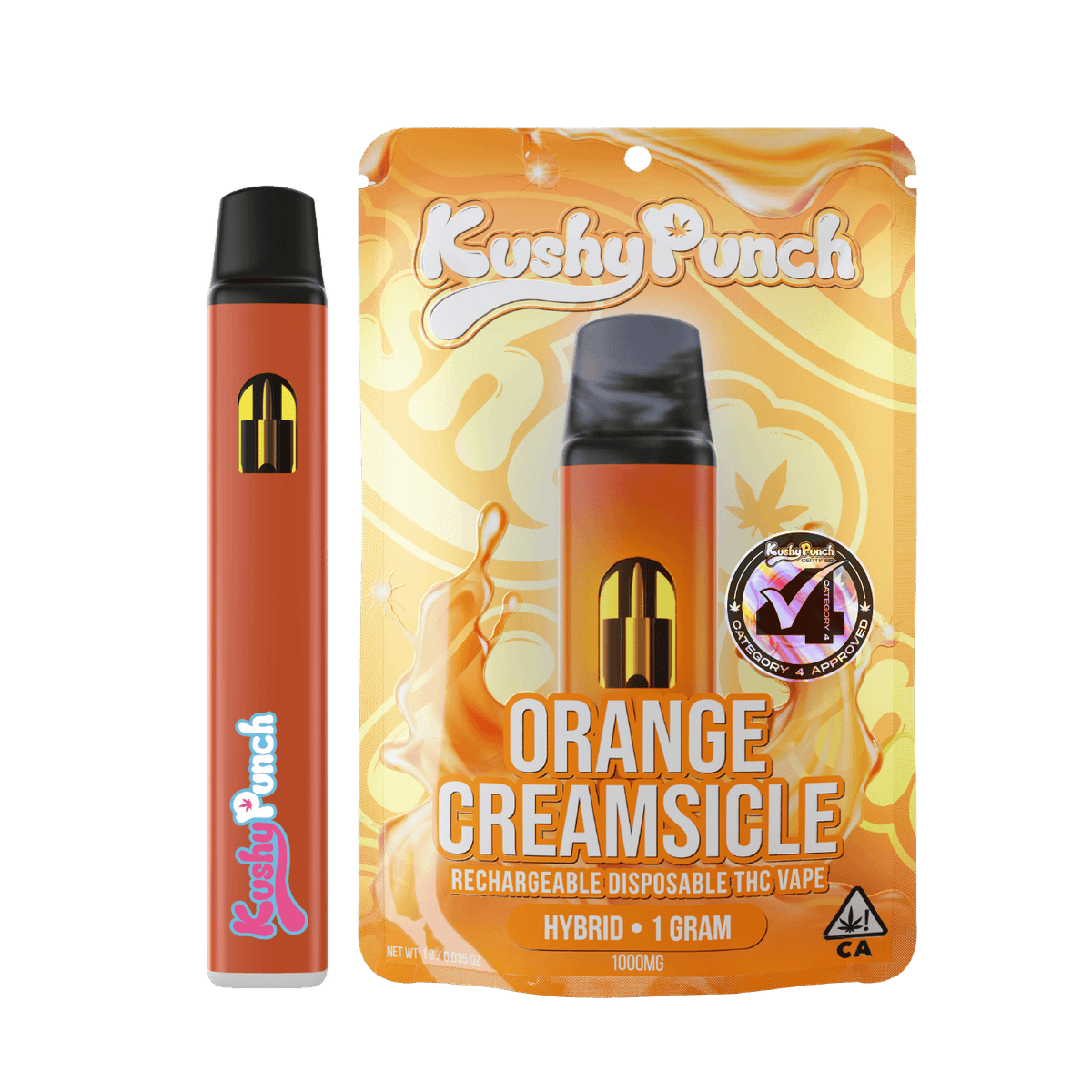 Kushy Punch Orange Creamsicle AIO Vape - 1 Gram Vape Carts cannabis