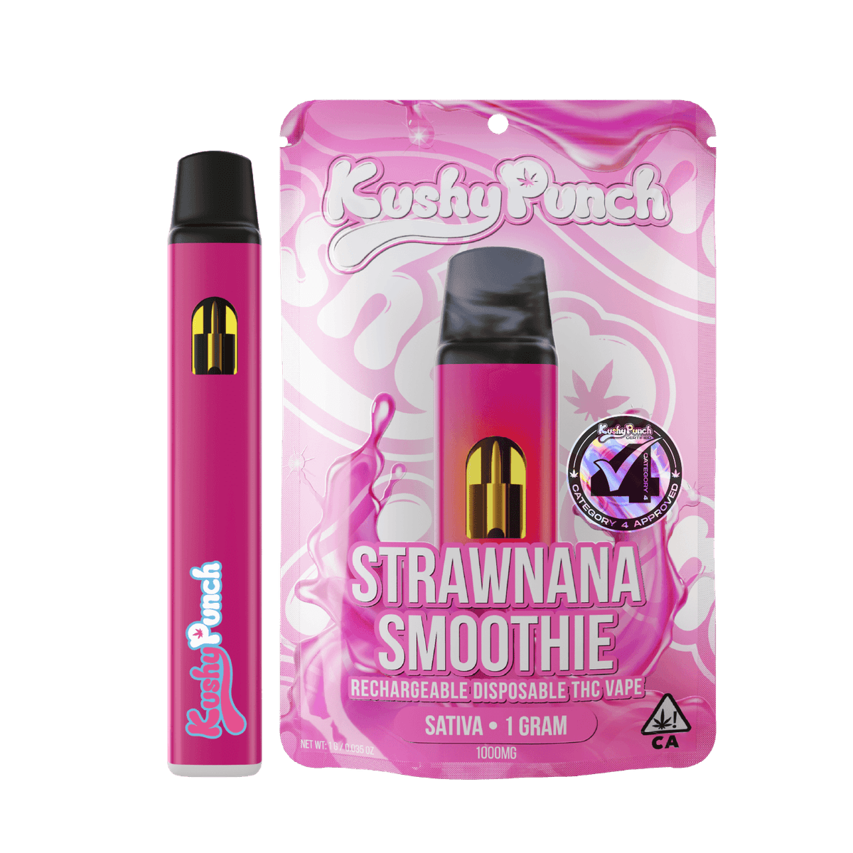 Kushy Punch Strawnana Smoothie AIO Vape - 1 Gram Vape Carts cannabis