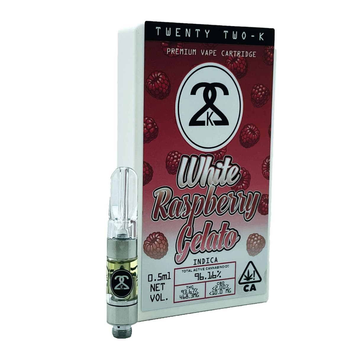 22K White Raspberry Gelato Vapes - 1 Gram Vape Carts cannabis