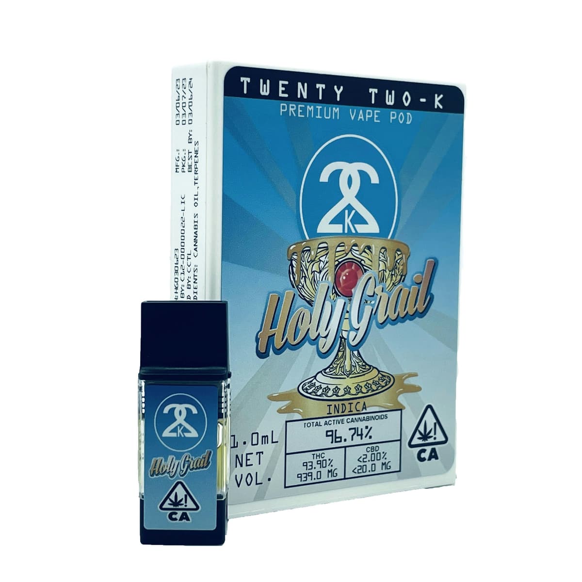 22K Holy Grail Vapes - 1 Gram Vape Carts cannabis