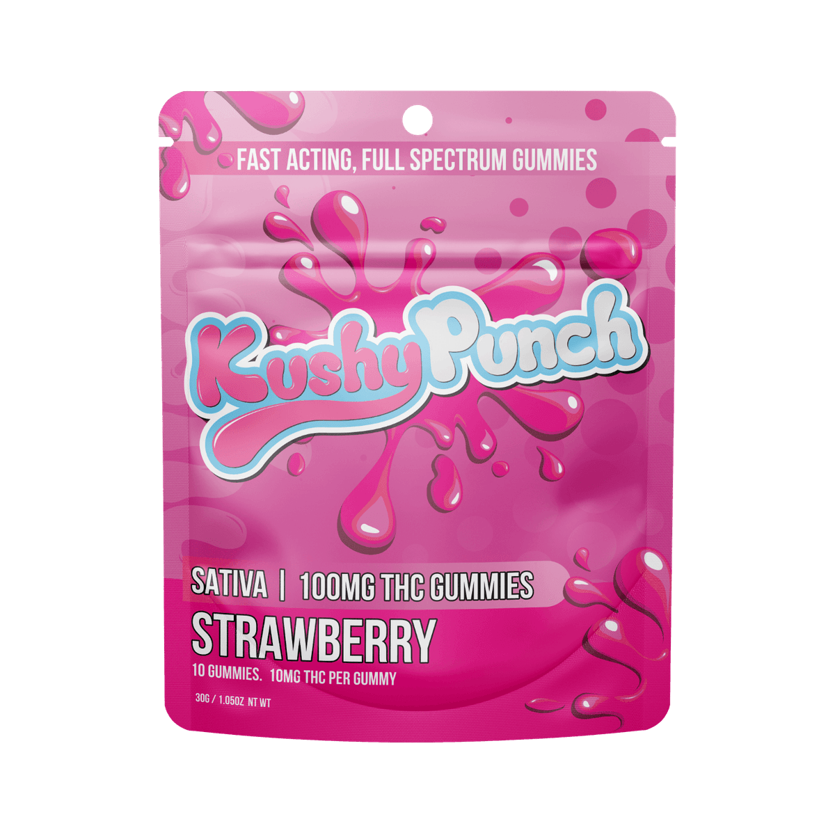 Kushy Punch Strawberry Individual 10mg Gummys - 10 Pieces 100 mg Edibles cannabis