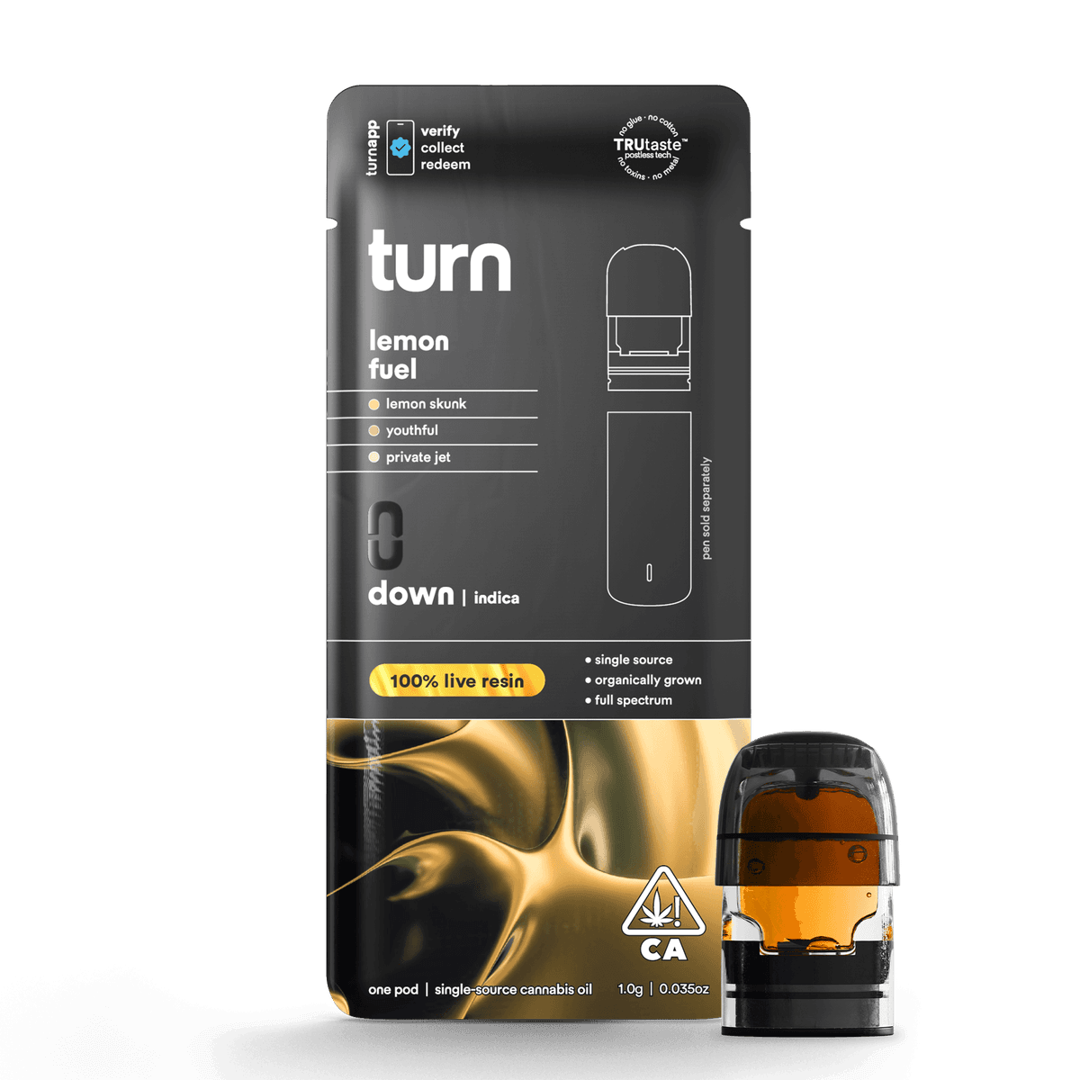Turn Lemon Fuel Live Resin Pod - 1 Gram Vapes (Cartridges) cannabis