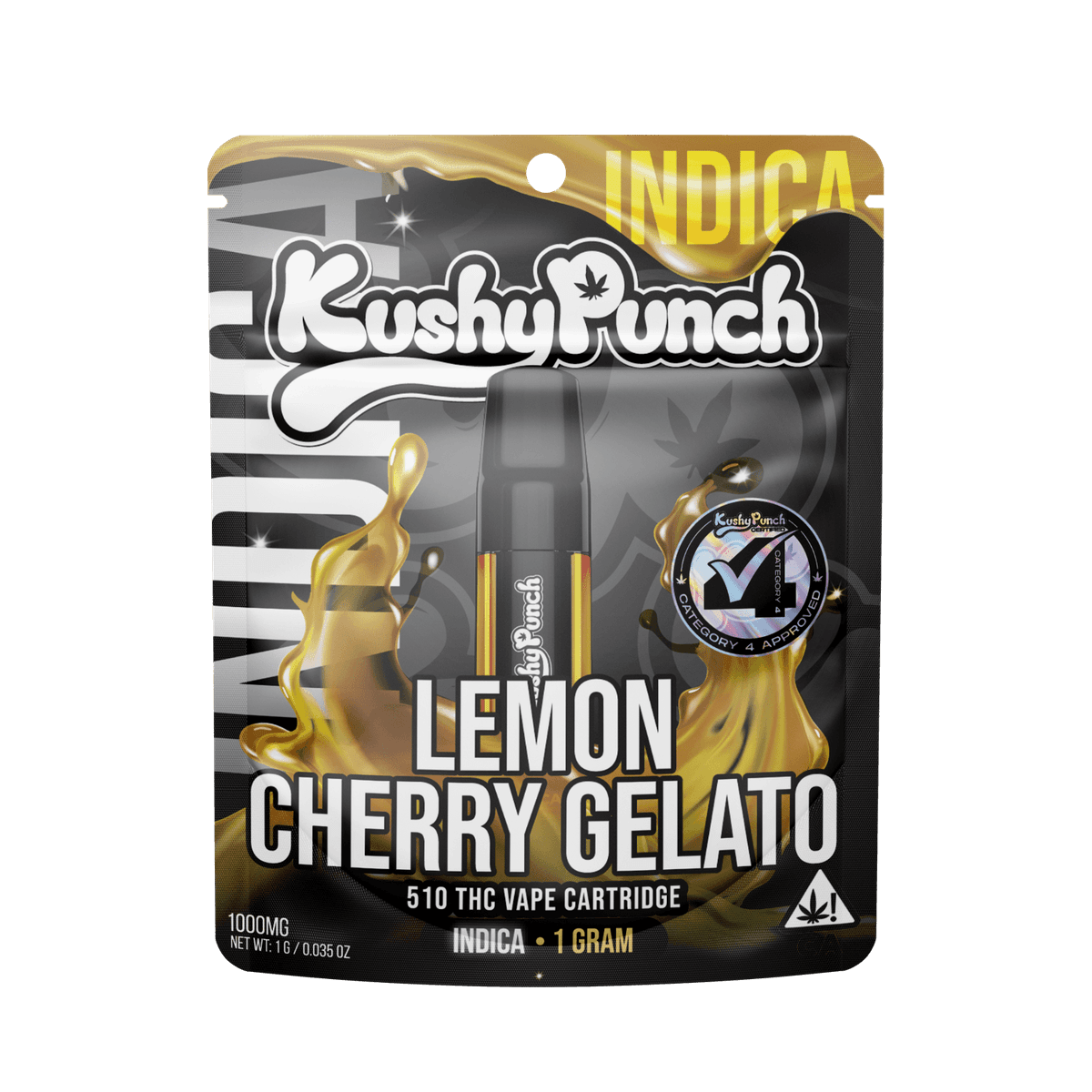 1G Kushy Punch 510 Vape Cart - Lemon Cherry Gelato Vape Carts by Kushy Punch, $21.00