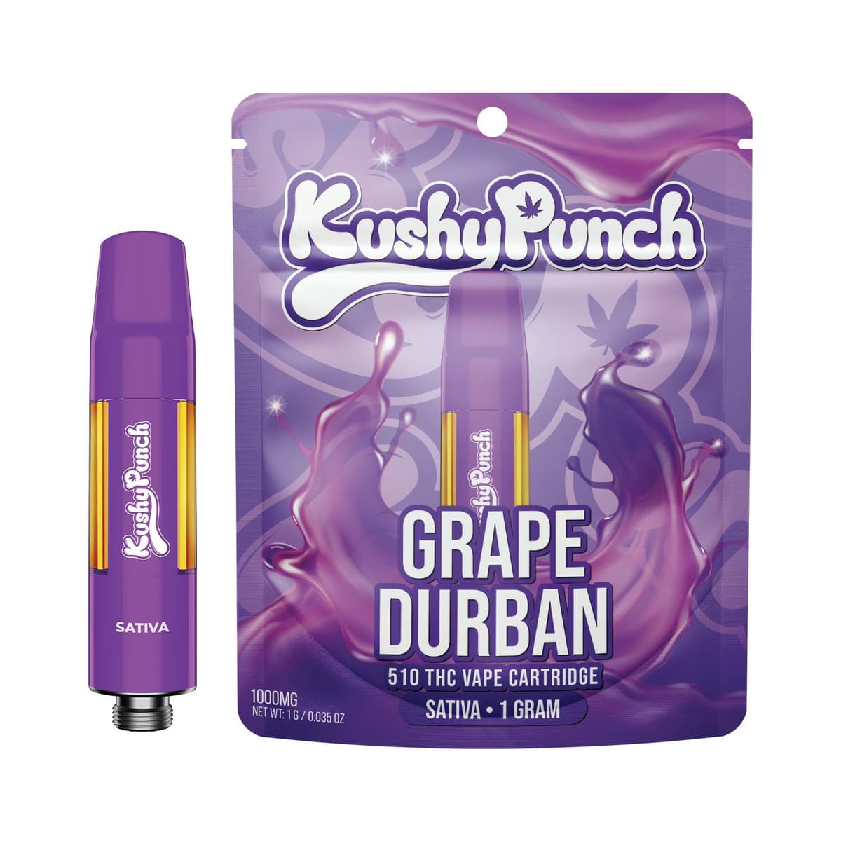 1G Kushy Punch 510 Vape Cart - Grape Durban Vape Carts by Kushy Punch, $21.00