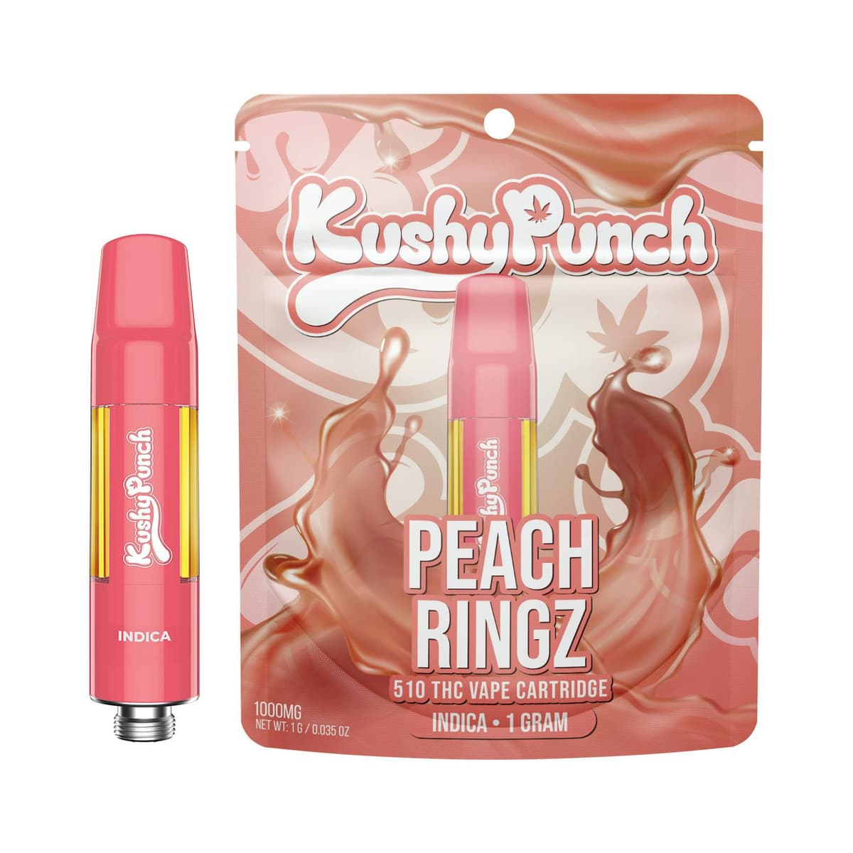 1G Kushy Punch 510 Vape Cart - Peach Ringz Vape Carts by Kushy Punch, $21.00