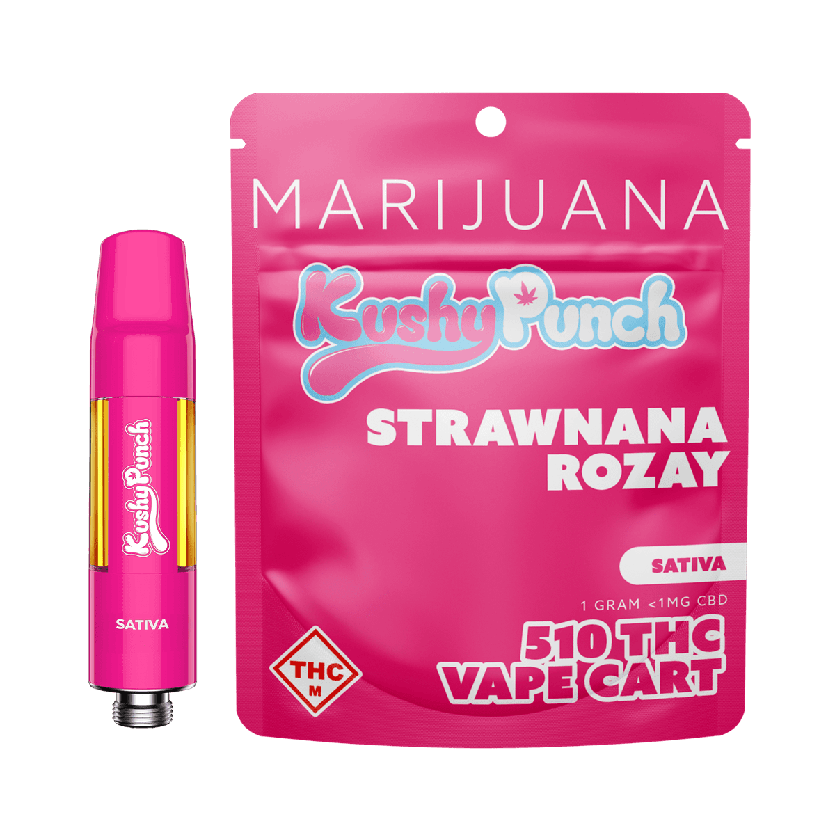 1G Kushy Punch 510 Vape Cart - Strawnana Rozay Vape Carts by Kushy Punch, $21.00