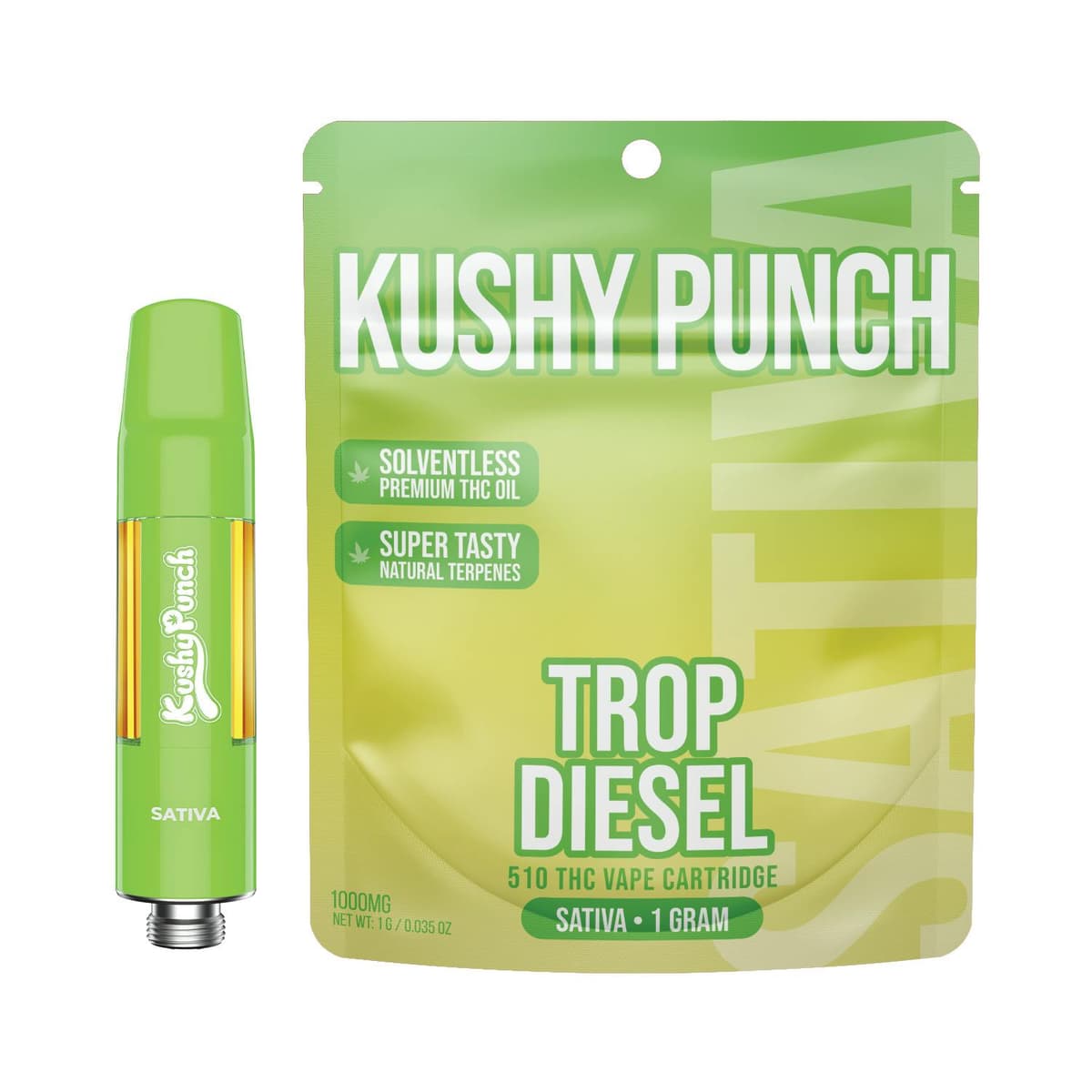 1G Kushy Punch 510 Vape Cart - Tropical Diesel Vape Carts by Kushy Punch, $21.00