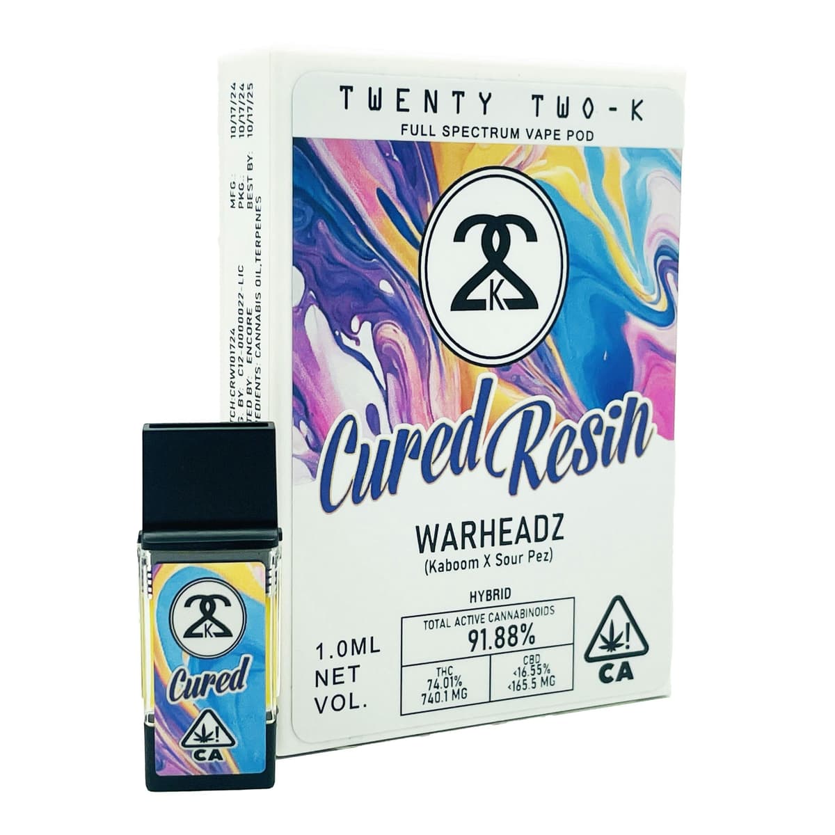 22K Warheadz Cured Pod Vape - 1 Gram Vape Carts cannabis
