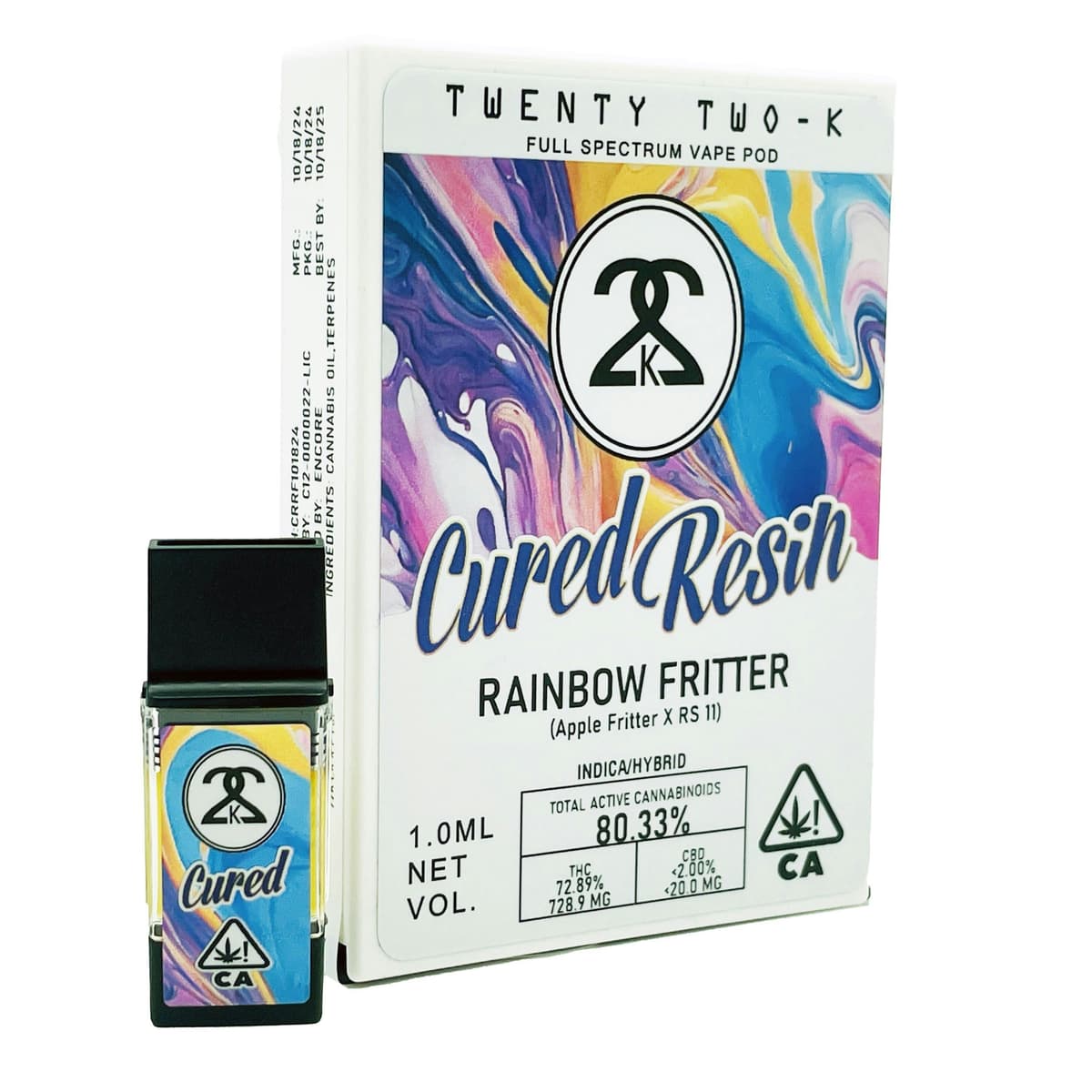 22K Rainbow Fritter Cured Pod Vape - 1 Gram Vape Carts cannabis
