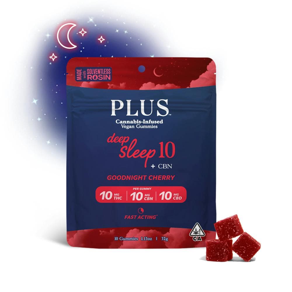 Deep Sleep Goodnight Cherry 10:10:10 Gummies [Solventless Rosin] Edibles by Plus, $19.00