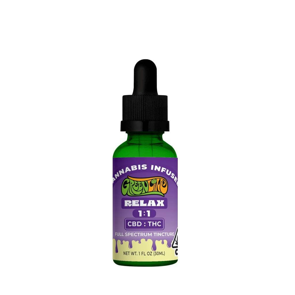RELAX Tincture | 1:1 CBD:THC (500mg) | MCT Oil + Full-Spectrum RSO Tincture by Greenline, $34.00