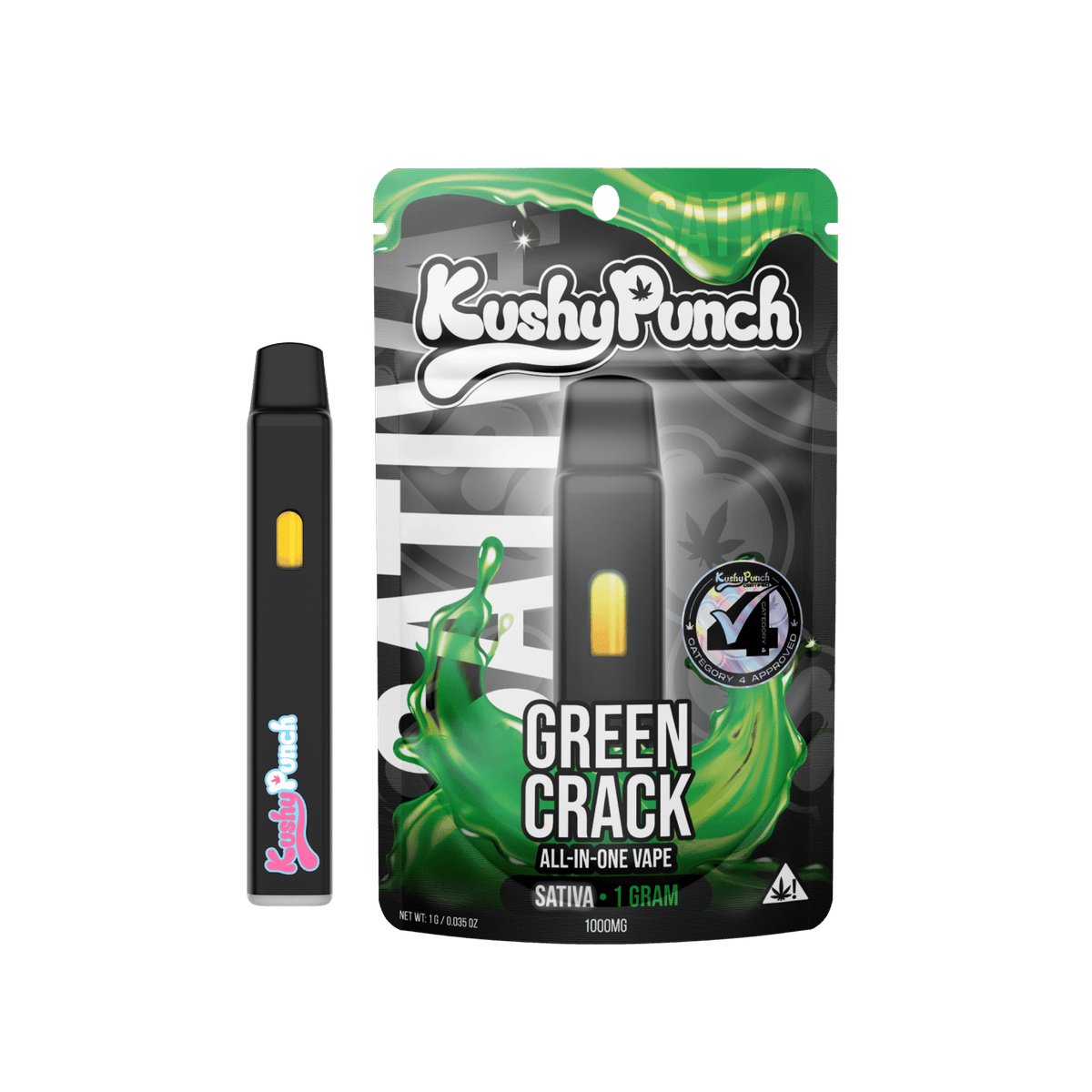 Kushy Punch Green Crack AIO Vape - 1 Gram Vape Carts cannabis