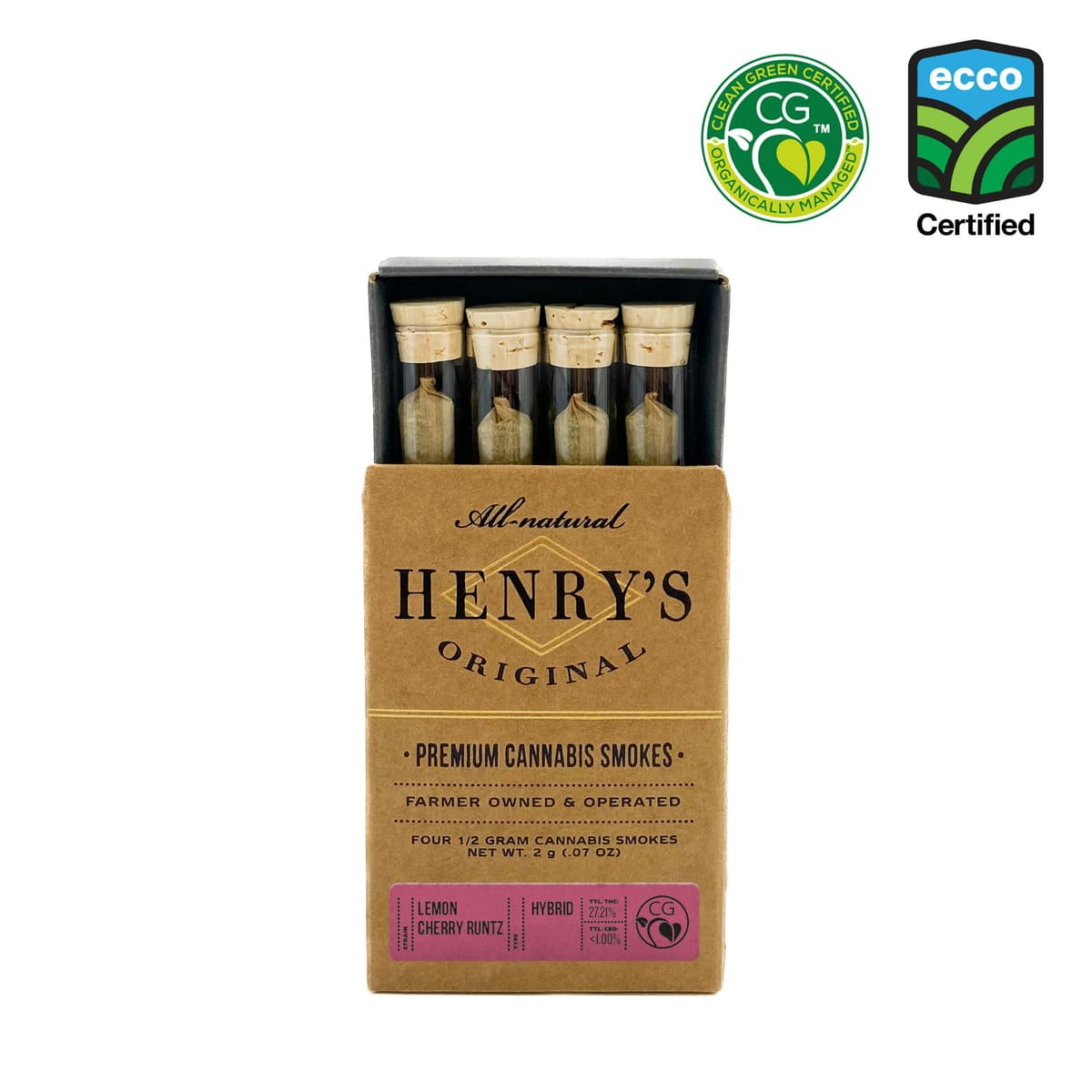 Henry's Original Lemon Cherry Runtz Prerolls - 4 Pack 2 Grams Pre-Rolls cannabis