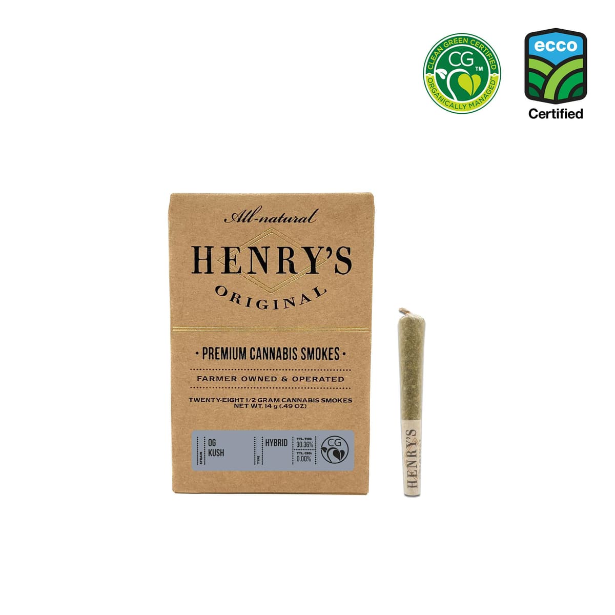 Henry's Original OG Kush Prerolls - 28 Pack 14 Grams Pre-Rolls cannabis