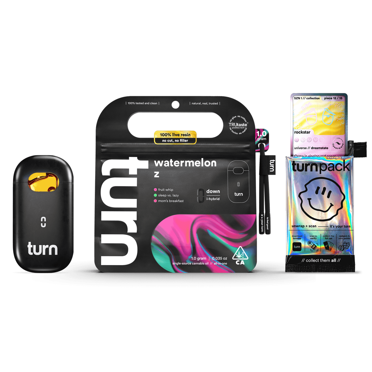 Turn Watermelon Z Live Resin AIO - 1 Gram Vapes (Cartridges) cannabis