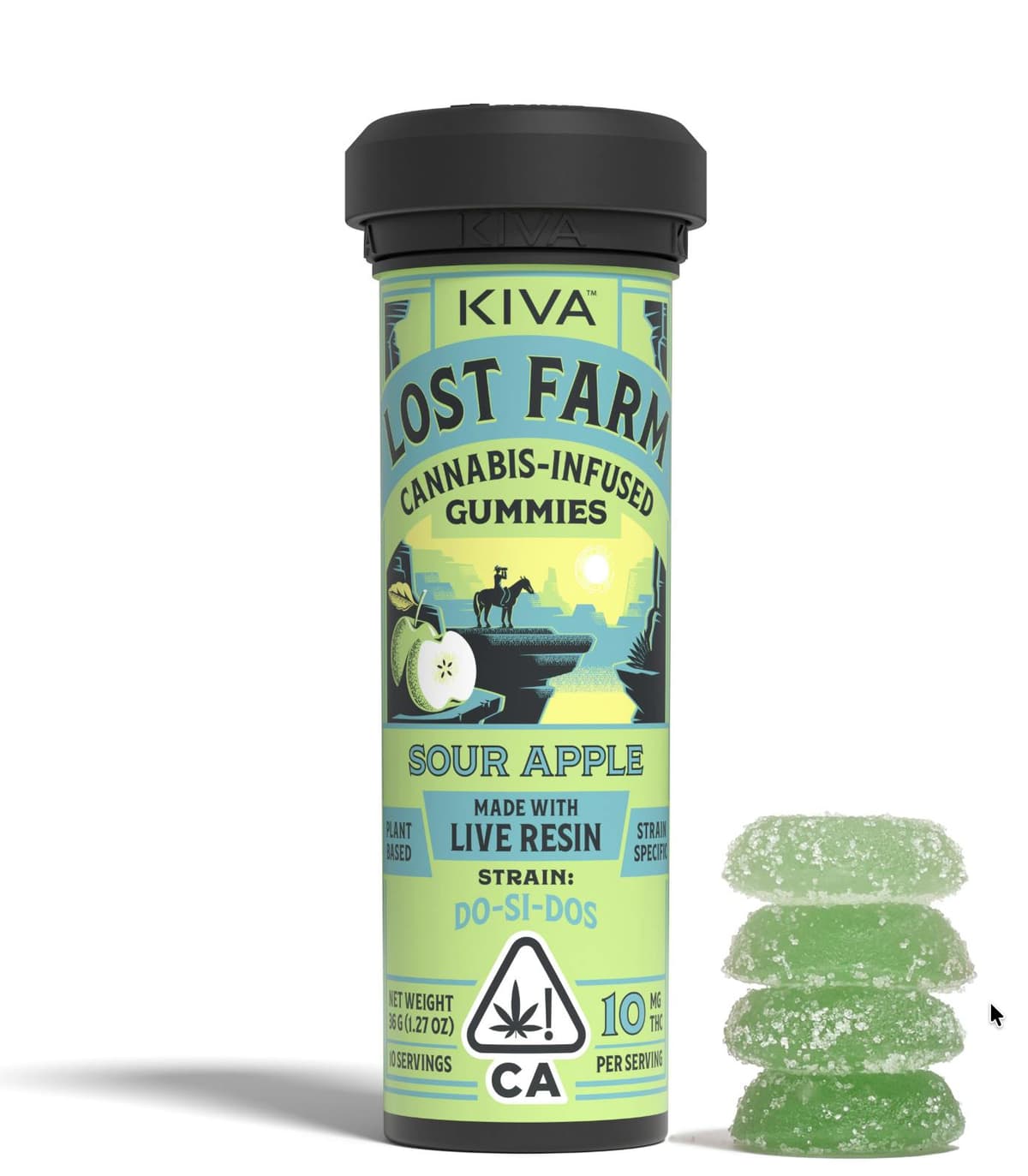 Kiva Sour Apple Do-Si-dos Lost Farm Gummies - 100 mg Edibles cannabis