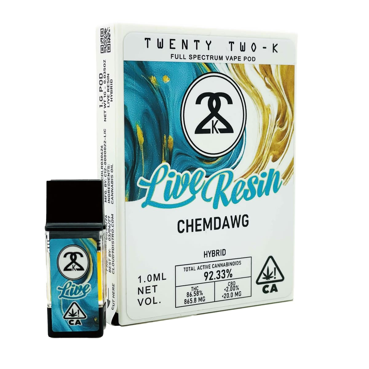 22K Original Glue LR Vape - 1 Gram Vape Carts cannabis