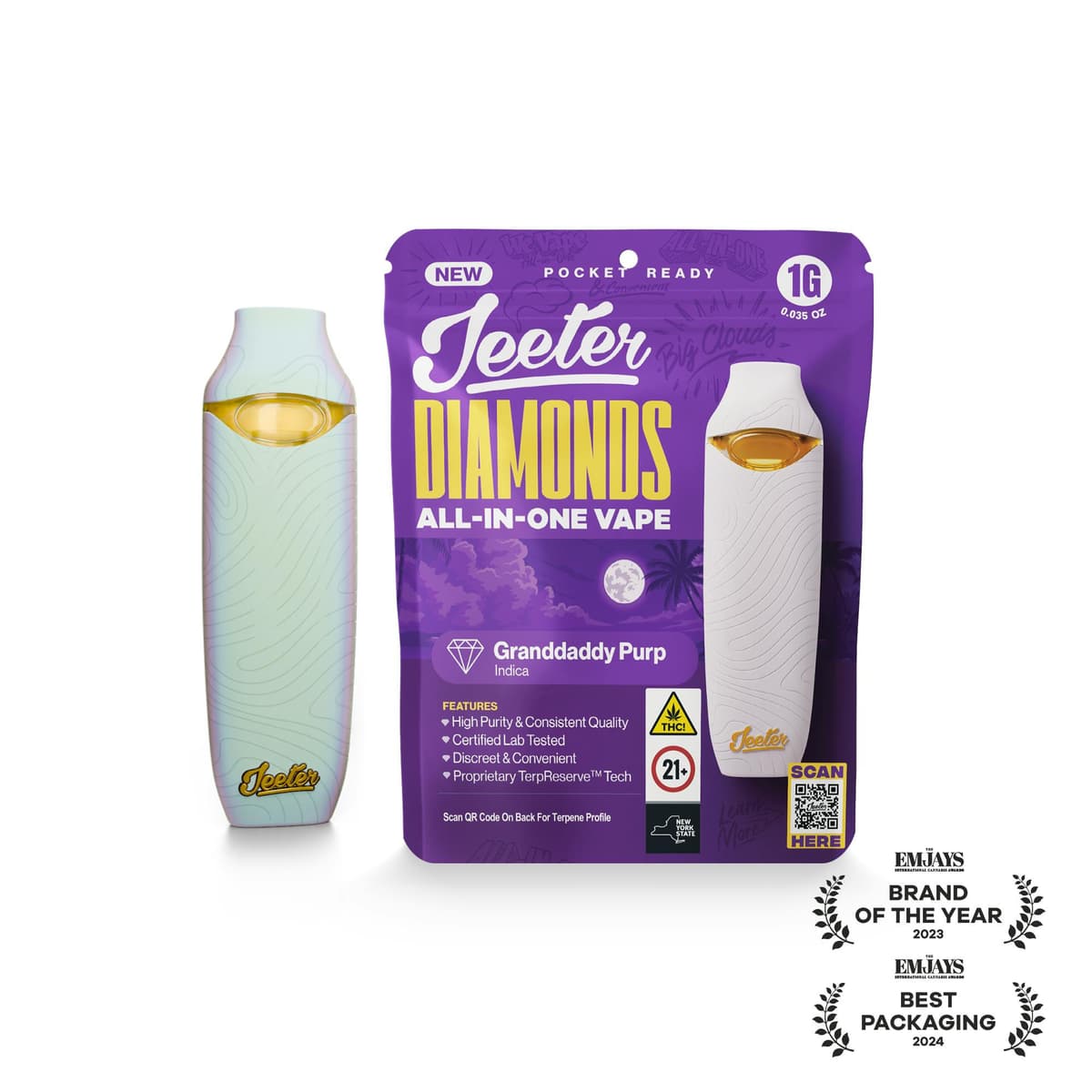 Jeeter Granddaddy Purp AIO Liquid Diamond - 1 Gram Vapes (Cartridges) cannabis