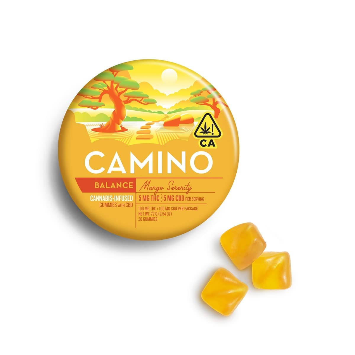 Camino - Kiva 1:1 Mango Serenity CBD Gummies - 100 mg Edibles cannabis