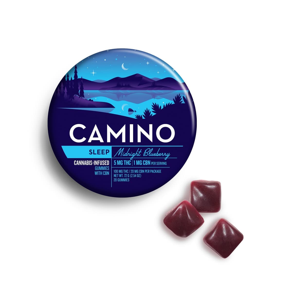 Camino - Kiva 5:1 Sleep Midnight Blueberry CBN Gummies - 100 mg Edibles cannabis