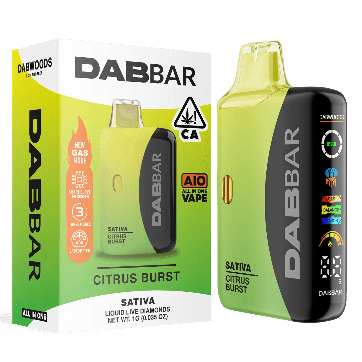 Dabwoods Premium Cannabis Citrus Burst All In One Liquid Diamond Dabwoods - 1 Gram Vape Carts cannabis