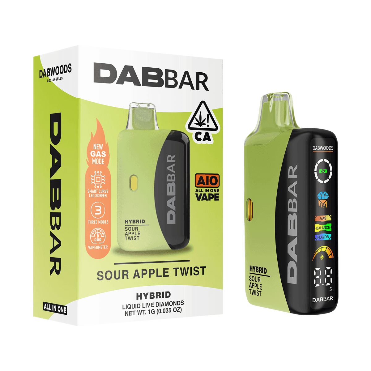 Dabwoods Premium Cannabis Sour Apple Twist All In One Liquid Diamond Dabwoods - 1 Gram Vape Carts cannabis