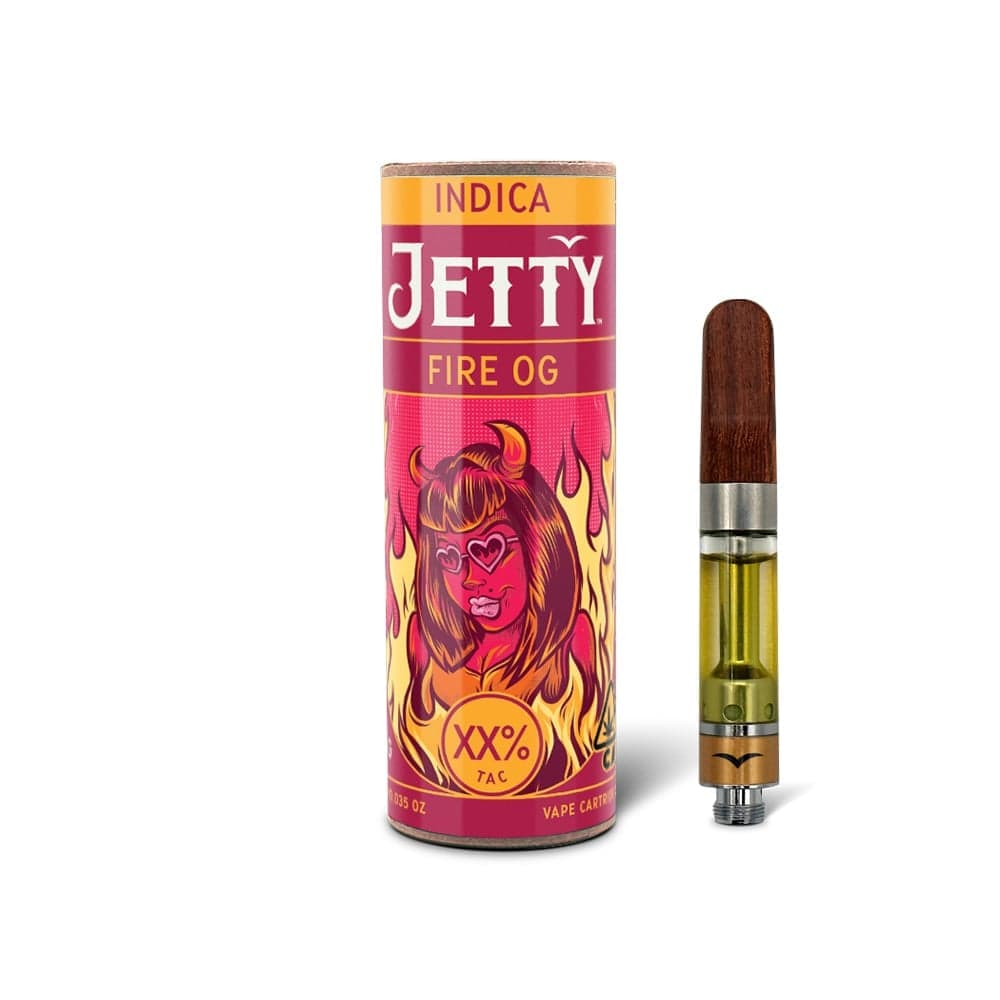 Jetty Extracts Fire OG Indica Jetty Vapes - 1 Gram Vape Carts cannabis