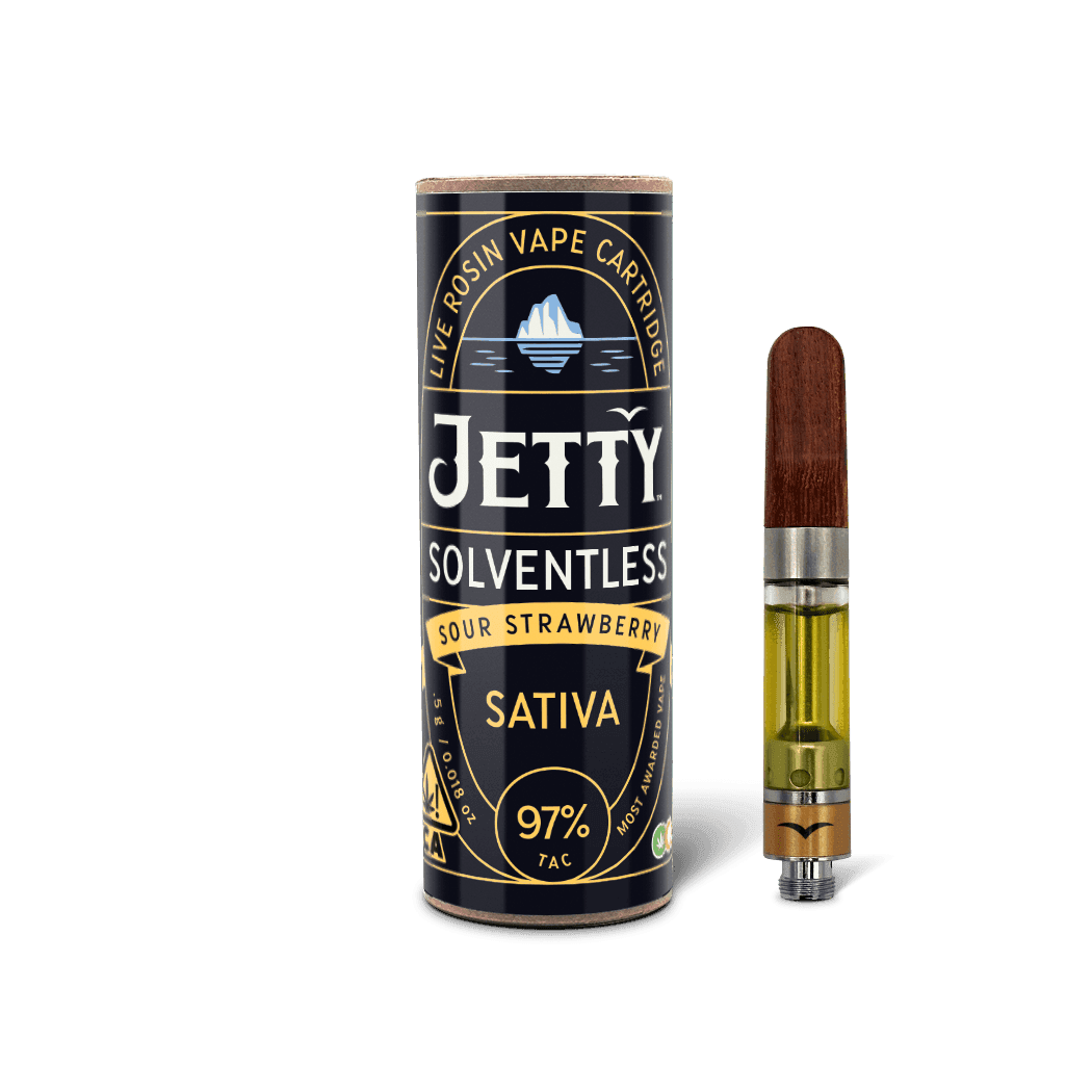 Jetty Extracts Sour Strawberry Solventless Jetty Vapes Cart - 1 Gram Vape Carts cannabis