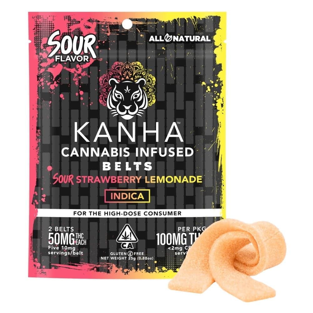 Kanha Sour Strawberry Lemonade Belts Nano Rosin Edibles - 100 mg Edibles cannabis