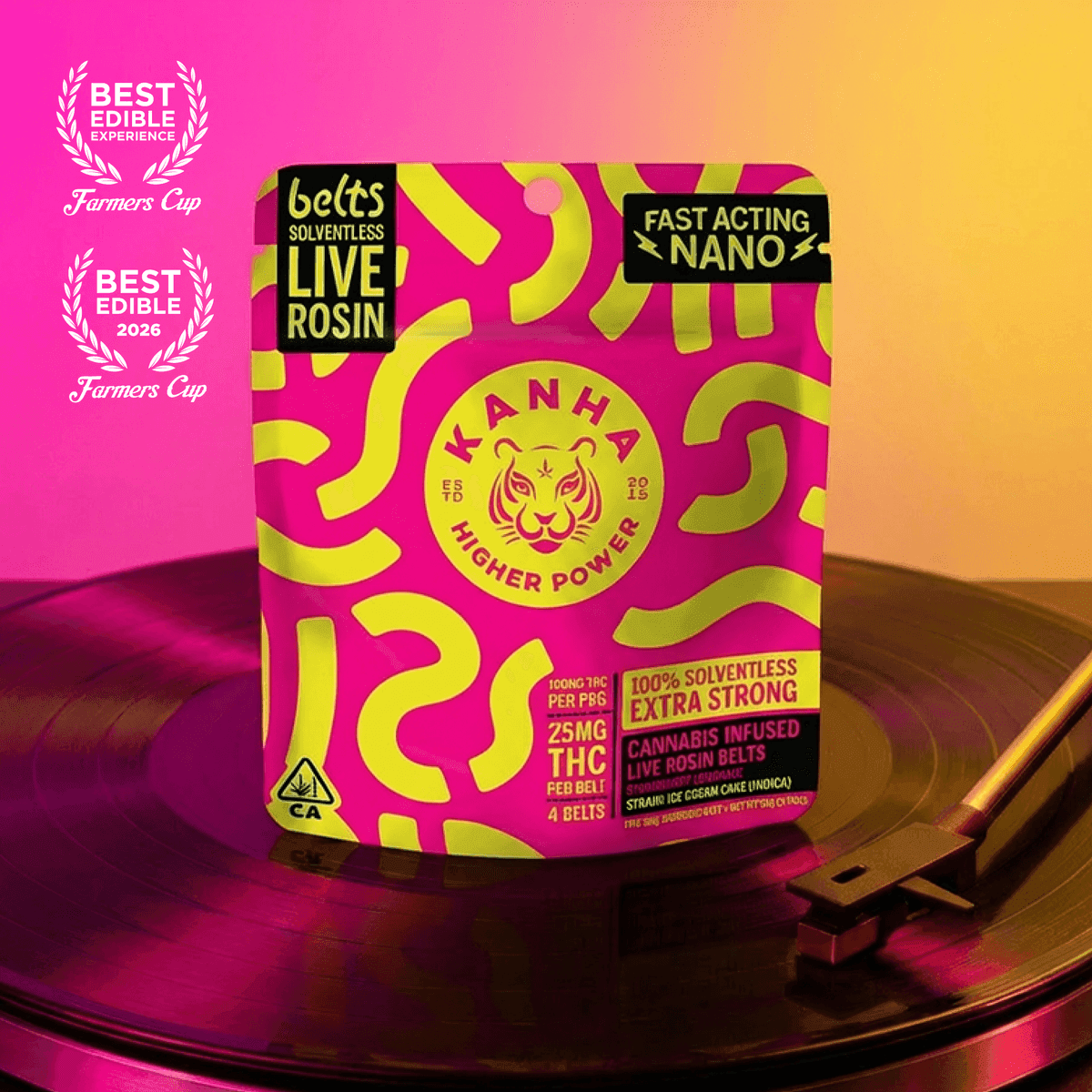 Kanha Strawberry Lemonade NANO Solventless Rosin Belts - 100 mg Edibles cannabis
