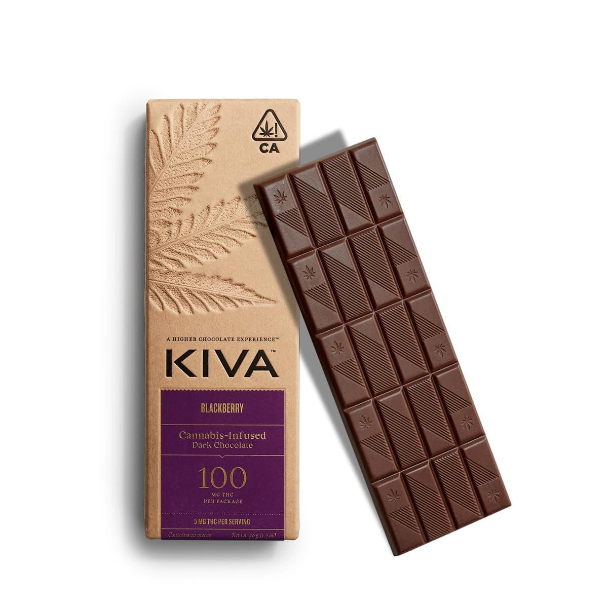 Kiva Blackberry Dark Chocolate Chocolate Bars - 100 mg Edibles cannabis