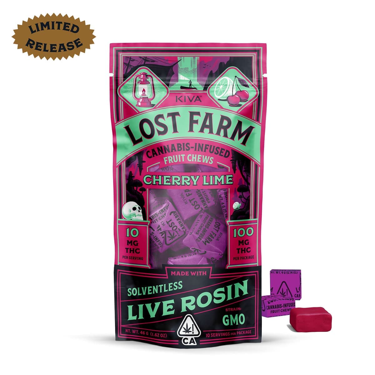 Cherry Lime GMO Rosin Edibles by Kiva, $19.00