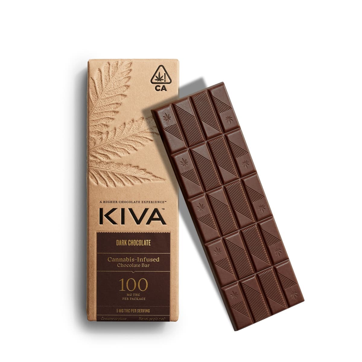 Kiva Dark Chocolate Chocolate Bars - 100 mg Edibles cannabis