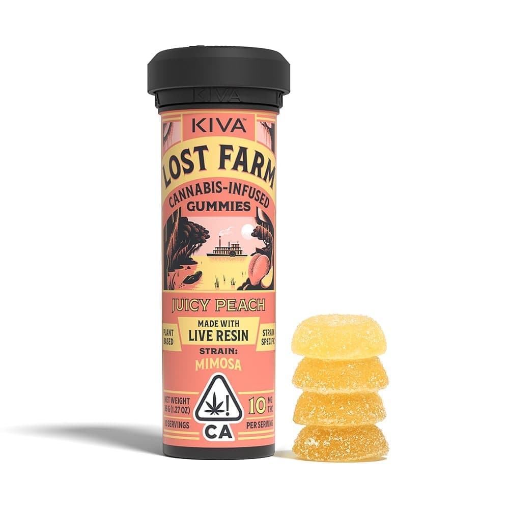 Kiva Juicy Peach Mimosa Lost Farm Gummies - 100 mg Edibles cannabis