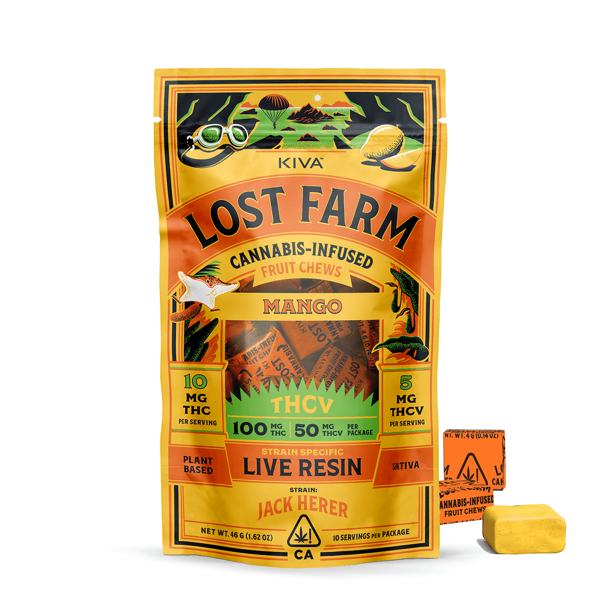 Kiva 10:5 Mango Jack Herer Chews Lost Farm - 100 mg Edibles cannabis