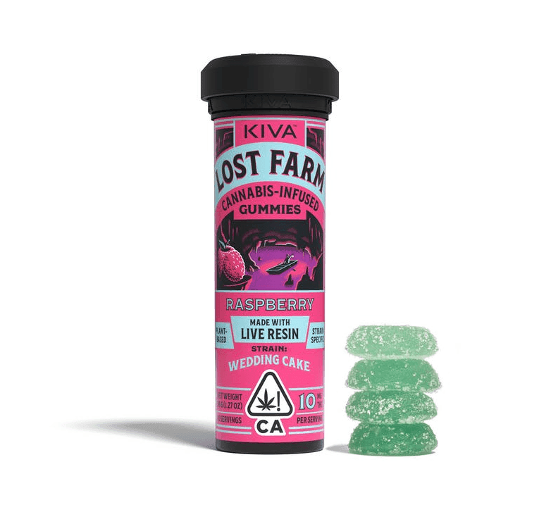 Kiva Raspberry Wedding Cake Lost Farm Gummies - 100 mg Edibles cannabis