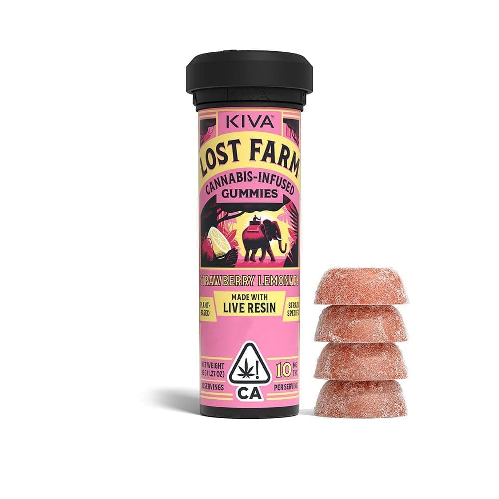 Kiva Strawberry Lemonade SLH Lost Farm Gummies - 100 mg Edibles cannabis